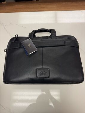 Bosca Pebbled Black Leather Briefcase